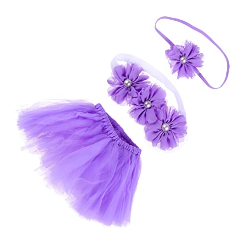 ROMISBABA 1 Satz Tutu Rock dreiteiliges Set Mädchen tanzen Tutu Stirnbänder für Neugeborene Kleinkind haarband haarbänder kleidung Tutu-Kleid für Mädchen Tutu-Rock Acryl Lavender von ROMISBABA