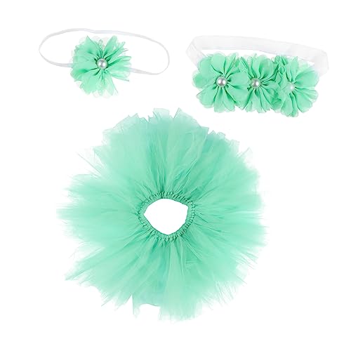 ROMISBABA 1 Satz Tutu Rock dreiteiliges Set kreative Babykleidung Tutus-Rock-Prinzessin -Tutu-Kleid Unterrock boxen set badeset -Foto-Requisitenkostüm Blumenkleid-Outfits Acryl Green von ROMISBABA