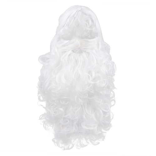 ROMISBABA 1 Satz Weihnachtliche Bartperücke Bart Kugeln Kostüm-Cosplay Perücken weihnachtsmannkostüme Santa Costume Santa Perücke Bart weihnachtsmann bart und Haare Hochtemperaturdraht Weiß von ROMISBABA