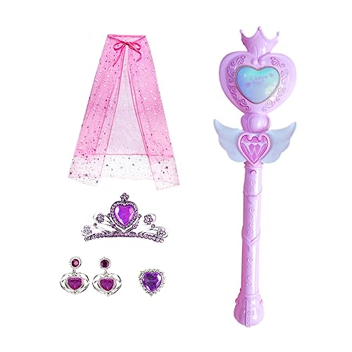 ROMISBABA 1 Satz Zauberstab Prinzessin tragbares leuchtendes Mädchen-Outfit das Blitzkostüm the hallow halloween mitgebsel toys blinkende Stöcke Umhang Opp Violett von ROMISBABA