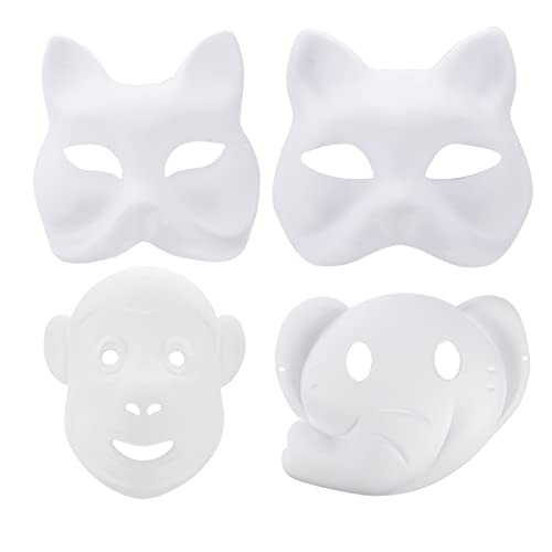 ROMISBABA 12 Stücke DIY Tiere Masken Hand-lackierte Papiermaske Masquerade-stütze Für Party von ROMISBABA