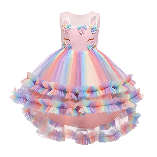 ROMISBABA 1Stk Ballettröckchen Einhorn-Kleid mit Pailletten Mädchen-Tutu-Kleid Prinzessinnenkostüm für Mädchen kinderkleider kinderkleidung Partykostüm für Mädchen Mädchenkleid Rosa von ROMISBABA