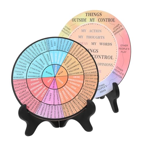 ROMISBABA 2 Stück Radtafel Schulratgeber Emotionstafel Therapie Emotionsrad Trolley Räder Farbrad Beruhigende Ecke Zubehör Emotionsrad PVC von ROMISBABA