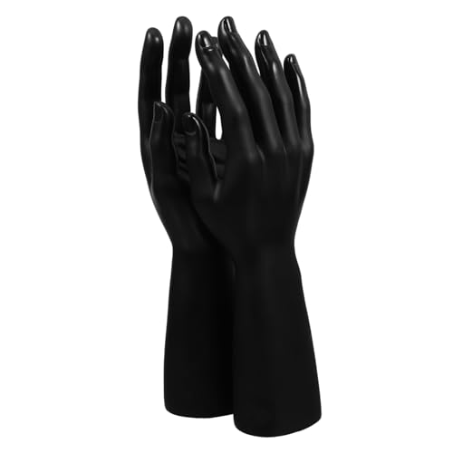 ROMISBABA 2 Stück Uhrenständer Handförmiger Handschuhständer Handmodell Requisiten Schwarzes Mannequin Hand Vinyl von ROMISBABA