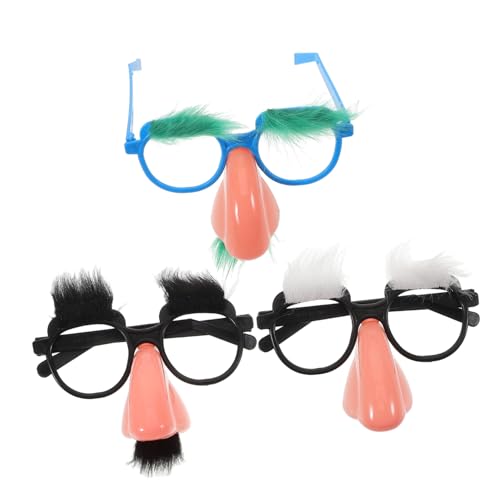 ROMISBABA 3st Lustige Requisitenbrille Lustige Kostüme Lustige Nasenbrille Weihnachtsfeier Sonnenbrille Lustige Sonnenbrille Clown-Brille Brillen-Foto-Requisiten Neuheitsbrille Kunstwolle von ROMISBABA