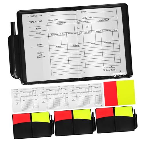 ROMISBABA 4 Sätze Teiliges Schiedsrichter Set Rote und Gelbe Karten aus PVC mit Punktebuch und Bleistift Vielseitiges Sport Referee Kit für Fußball Volleyball und Offizielle Spiele ROMISBABA 4 Sätze Teiliges Schiedsrichter Set Rote und Gelbe Karten aus PVC mit Punktebuch und Bleistift Vielseitiges Sport Referee Kit für Fußball Volleyball und Offizielle Spiele von ROMISBABA