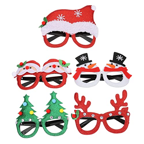 ROMISBABA 5 Paare Weihnachtsgläser Weihnachtliche Augenrequisiten Weihnachtsbaumgläser Weihnachtsgeweihbrille Weihnachtsparty-kostüm Weihnachtsgeschenke Weihnachtsbrille Weihnachtsdeko Nylon von ROMISBABA