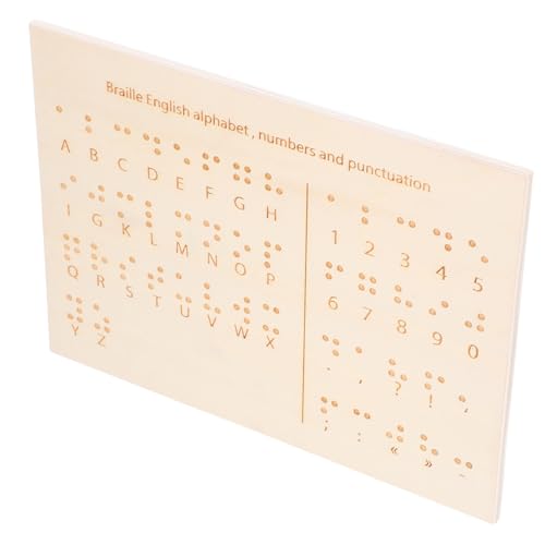 ROMISBABA Braille-unterrichtsgeräte Braille-worttafeln Braille-buchstabentafeln Braille-nummerntafel Braille-Werkzeug Braille-bücher Menschen Lerntafeln Für Braille-Buchstaben Holz Beige von ROMISBABA