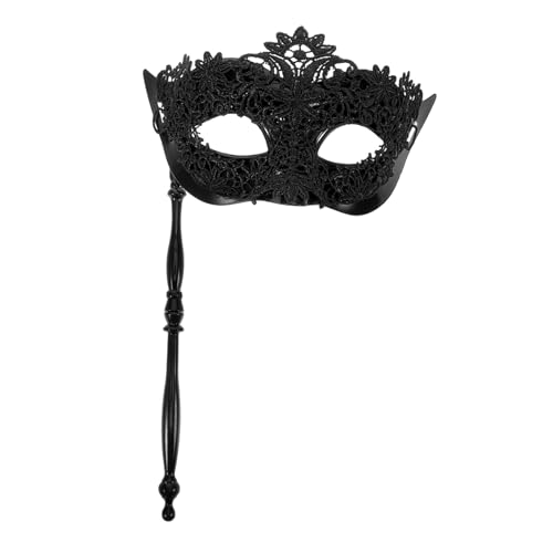 ROMISBABA Handgehaltene Spitzenmaske Elegante Maske Für Damen Spitzenmaske Maskerade Spitze Gesichtsmaske Halloween-maske Handmaske Aus Spitze Damen-partymaske Aus Spitze Black Plastik von ROMISBABA