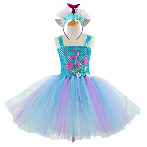 ROMISBABA Süßes Meerjungfrauenkleid Für Mädchen Tutu-rock Mit Haaren Für Party Geburtstag Größe 10–12 Jahre 140 Cm Hd93430 von ROMISBABA