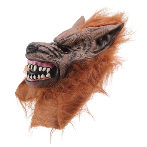 ROMISBABA Wolf-kapuzenmaske Grusel-cosplay Wolfsmaske Halloween-werwolf-kostüm Horror-tiermaske Halloween-party-maskenstütze Halloween-cosplay Halloween-gruselmaske Maskerade Brown Emulsion von ROMISBABA