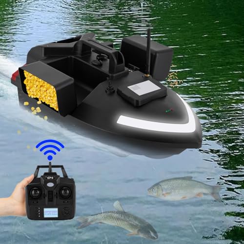 ROMYIX Angelköder Boot Futterboot mit GPS,500M Fernbedienung Köder Boot,Mit Doppel Motors,GPS Positionierung,12000mAh Lithium Batterie,40 Positionspunkte,3 Kammer Design (Gelb) von ROMYIX