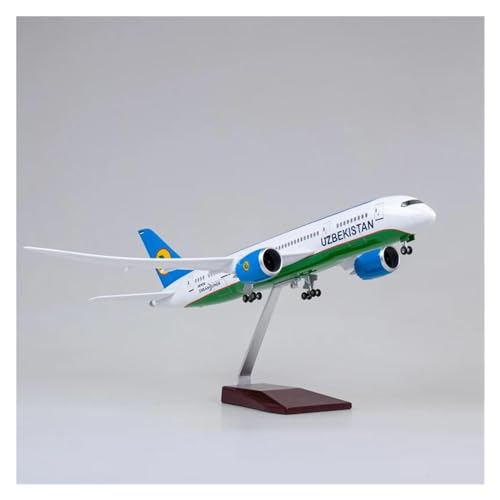 RONGCH Ferngesteuertes Flugzeug Für 787 B787 Usbekistan Airlines Flugzeug Modell Airliner Spielzeug Flugzeug Sammlung Display Zeigen 43CM Diecast Maßstab 1/130(Größe:Without Light) von RONGCH