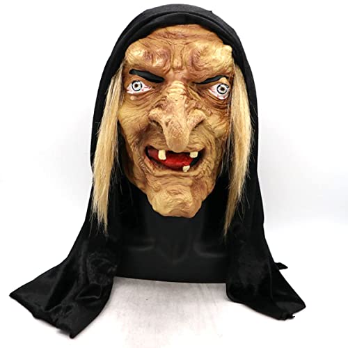 RONGYEDE-Halloween Hexe Cosplay Maske Kopfbedeckung Horror Gruselige Kopfbedeckung Alter Mann Oma Cosplay Maske Horror Kopfbedeckung für Halloween Karneval Kostüm Party Requisiten von RONGYEDE