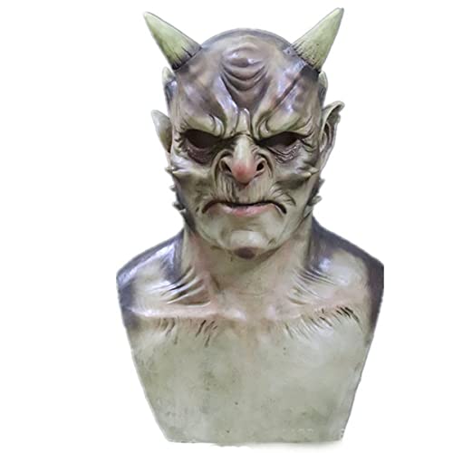 RONGYEDE-Horn Cosplay Mask Old Man Cosplay Mask Headgear Adult Horror Cosplay Mask Halloween Mask Horror Headwear for Halloween Carnival Costume Party Props von RONGYEDE