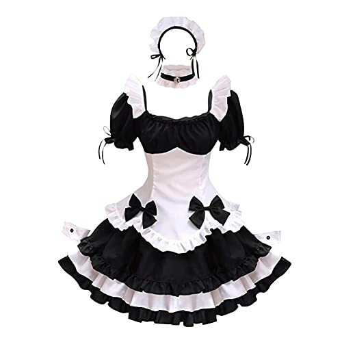 RONGbbppQ Französisches Dienstmädchen-Kostüm-Set, Anime-Cosplay-Kostüm, französisches Dienstmädchen-Outfit, Halloween, Frauen, reizendes Dienstmädchen-Cosplay-Kostüm, Animationshow, französisches Outfit von RONGbbppQ