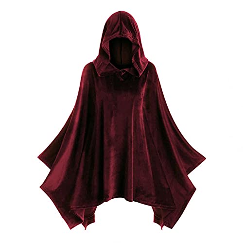 RONGbbppQ Kapuzenumhang Unisex Erwachsene Kapuzenumhang Lang Umhang Sensenmann Vampir Hexe Karneval Halloween Erwachsene Zauberer Kostüm Kapuzenumhang Mantel für Halloween Weihnachten Cosplay Kostüm Maskerade von RONGbbppQ