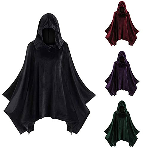 RONGbbppQ Kapuzenumhang Unisex Erwachsene Kapuzenumhang Lang Umhang Sensenmann Vampir Hexe Karneval Halloween Erwachsene Zauberer Kostüm Kapuzenumhang Mantel für Halloween Weihnachten Cosplay Kostüm Maskerade von RONGbbppQ