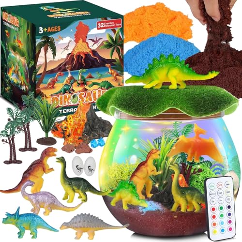 RONSTONE Dinosaurier Spielzeug Terrarium-Set für Kinder - Geburtstagsgeschenke für Jungen - Dino Nachtlicht für Kinder - Lernende wissenschaftliche Bastelsets für Kinder im Alter von 4 5 6 7 8 Jahren von RONSTONE