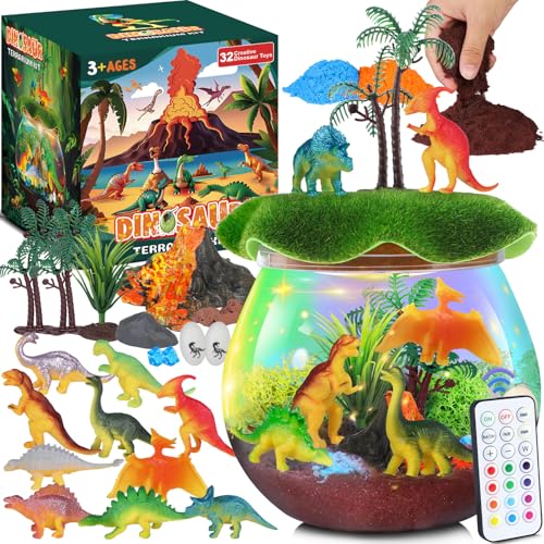 RONSTONE Dinosaurier Spielzeug Terrarium-Set für Kinder - Geburtstagsgeschenke für Jungen - Dino Nachtlicht für Kinder - Lernende wissenschaftliche Bastelsets für Kinder im Alter von 4 5 6 7 8 Jahren von RONSTONE