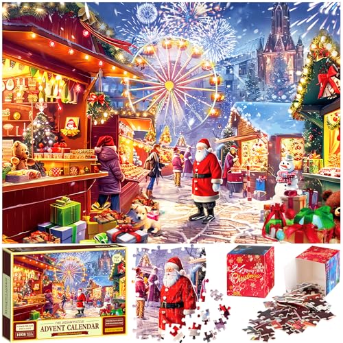 RONSTONE Adventskalender 2024 Puzzle - Weihnachtstag Jigsaw Puzzle 1008 Teile Puzzles - 24 Boxen Puzzles für Countdown bis Weihnachten - Hausdekoration - Weihnachtsgeschenke für Erwachsene von RONSTONE