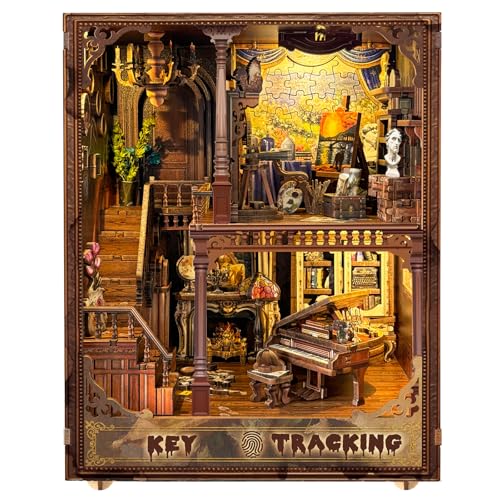 RONSTONE Book Nook - DIY Puppenhaus Booknook Bücherregaleinsatz Dekor mit Staubschutzhülle und LED-Licht - Schlüssel Tra Buchstützen Modellbausatz - 3D Puzzles Handgemachte Kunsthandwerk Geschenke RONSTONE Book Nook - DIY Puppenhaus Booknook Bücherregaleinsatz Dekor mit Staubschutzhülle und LED-Licht - Schlüssel Tra Buchstützen Modellbausatz - 3D Puzzles Handgemachte Kunsthandwerk Geschenke von RONSTONE