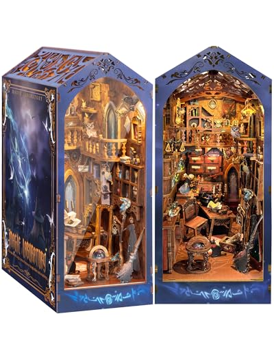 RONSTONE Book Nook Kit mit Staubschutzhülle - DIY Booknooks Puppenhäuser Miniatur Haus Kit mit LED Licht - 3D Holz Puzzles Zauberlabor Modell für Erwachsene von RONSTONE