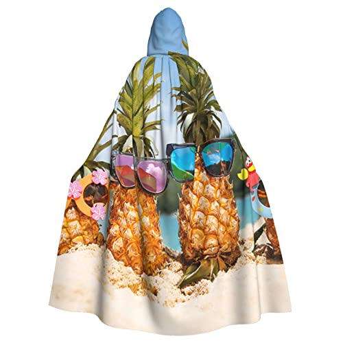 ROOZEE Ananas-Frucht-Sonnenbrille, Sandstrand, Erwachsenen-Kapuzenumhang für Halloween-Kostüm, Cosplay, Bühnenauftritt, Themenparty von ROOZEE