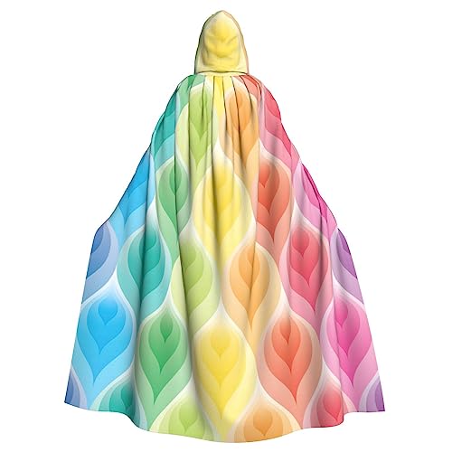 ROOZEE Kapuzenumhang für Erwachsene, Regenbogenfarben, Farbverlauf, Blätter, für Halloween-Kostüm, Cosplay, Bühnenauftritt, Themenparty von ROOZEE