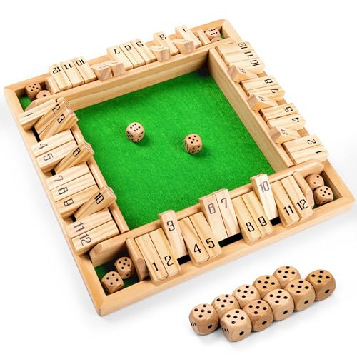 ropoda Shut The Box Game, verbesserte 12 Zahlen, Holzbrettspiele für Erwachsene und Kinder, Shut The Box Würfelspiel – Zusatztraining, Spaß für Familienspielabend von ROPODA