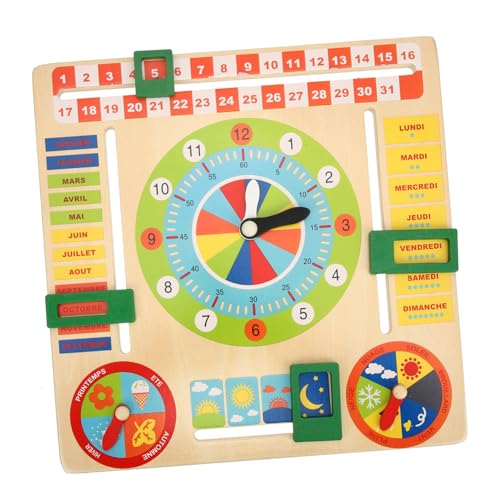 RORPOIR 1 Satz Kalender Uhr Lernspielzeug Für Kleinkinder Kalender Für Für 4 Jährige Wochentage Für Kleinkinder Lernen Spielzeuguhr Holz von RORPOIR