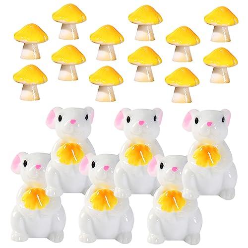 RORPOIR 1 Satz Mikro-Landschaftskaninchen Pilzfiguren Mini-Spielzeug Hasenornament tierisches Spielzeug Feengarten Pilz kuschelig kuschelhase Cuddly Bunny Hasenschmuck Hof Pilzdekor Harz von RORPOIR