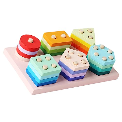 RORPOIR 1 Satz Säulenset Passend Zu Bausteinen Alphabet Dame Puzzle Sortierung Kleinkinder Babys Spinner Formsortierer Kleinkind-lernspiele Für 2-5-jährige Holz von RORPOIR