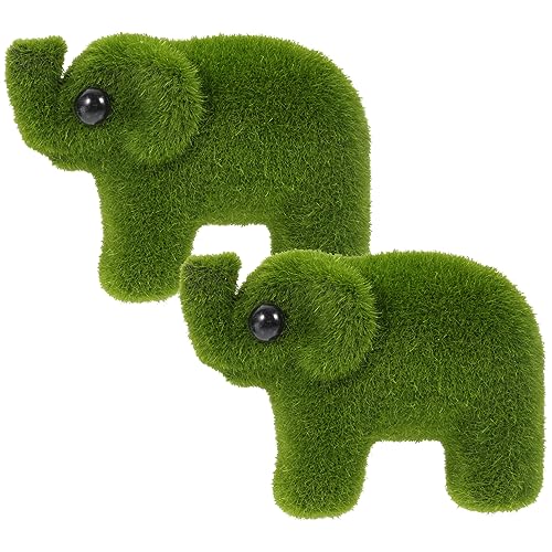 RORPOIR 2 Stück Beflockter Elefant Mini Elefantenfigur Terrarium Elefantenfiguren Moos Elefant Schreibtisch Elefant Kunsthandwerk Outdoor Verzierung Outdoor Statue Bedeckter von RORPOIR