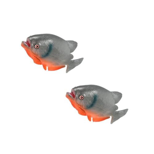 RORPOIR 2 Stück Piranha Wilder Fisch Figurenform Spielzeug Ozeanspielzeug Flussfischmodell Kind Tier Lernspielzeug Flusstier Ornament Wildfisch Modell Flusstiermodell Kunststoff von RORPOIR