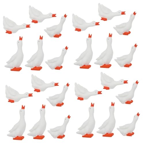 RORPOIR 24 STK große weiße Gans Ornament Mini-Gänse Geflügeltierfiguren Animal Figures Schrankdekoration Spielzeug rasenkante Mikrolandschaftsornament Mikro-Landschafts-Gänsedekore von RORPOIR