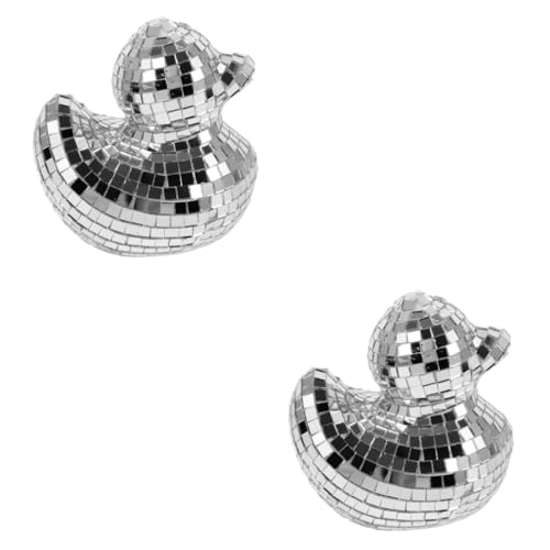 RORPOIR 2St Disco-Ente Entenauto-Armaturenbrettdekoration Spiegel-Disco-Kugel-Dekorationen Glasdekoration kreatives Ornament reflektierende Spiegelkugel Party-Spiegelkugeln Schaum Silver von RORPOIR