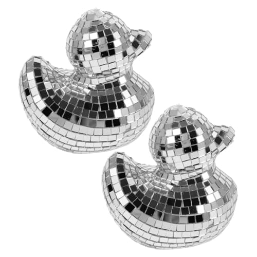 RORPOIR 2St Disco-Ornamente Ente-Disco-Kugel Discokugeln in Entenform Entenfigur Enten-Disco-Kugeln Entenmodell Disco-Desktop-Dekoration Enten-Disco-Ornament Entendekor Glas Silver von RORPOIR