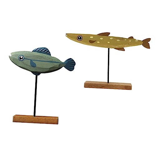 RORPOIR 2st Fischverzierung Aus Holz Aquarium Fischnetz Strand Künstliche Pflanzen Wohnkultur Roboterfisch Deckel Gefälschter Fisch Aquarienpflanzen Figur Nautisch Im Freien Hölzern von RORPOIR