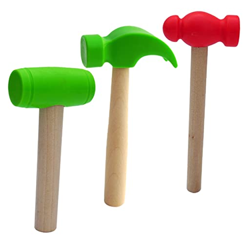 RORPOIR 3 Stück Kunststoff Kinder Hammer Spielzeug Gefälschte Hammer Spielzeug Kinder Simulation Hammer Holz Kinderspielzeug von RORPOIR