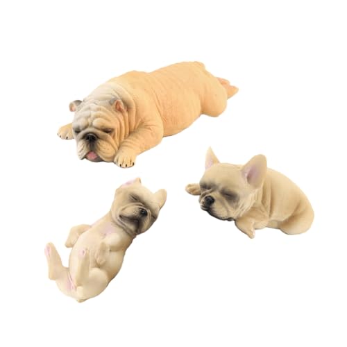 RORPOIR 3St Simulations-Bulldogge Hund Puzzle Chihuahua-Ornamente Schwimmbad Pfote weltbild Bulldogge Children Toys Dogs Toys Welpenmodell Bulldogge- Plastik Khaki von RORPOIR