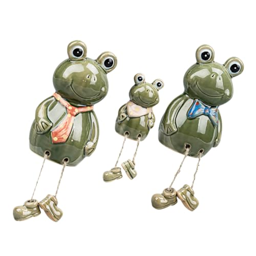 RORPOIR 3St hängender Beinfrosch Garten Frosch sitzende Froschfiguren bürodeko büro Dekoration gartendeko Wasserdekoration Hofdekoration Festival- Desktop-Froschstatuen Keramik von RORPOIR