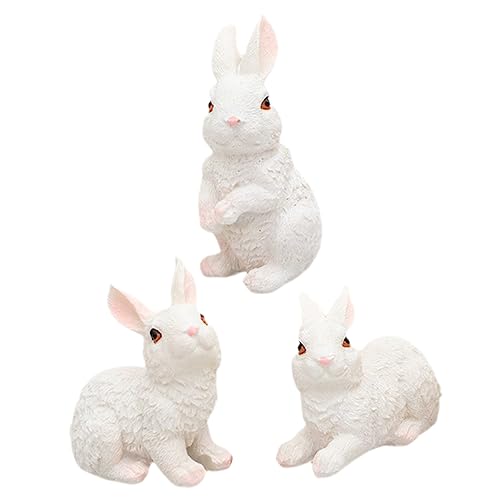 RORPOIR 3st Kaninchen Dekorative Ornamente Hase Plüsch Ratte Hasenfiguren Kaninchen-Desktop-Dekoration Hasen-partydekorationen Hasen Dekorationen Hasendekor Hasenstatuen Harz von RORPOIR