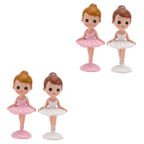 RORPOIR 4 Stück Ballerina-mädchen Spielzeug Für Ballettmädchen Cartoon-Ballett-mädchen- Cupcake-verzierung Figur des Ballettmädchens Mädchenhafte Autodekoration Kinder Fee Weiß Harz von RORPOIR