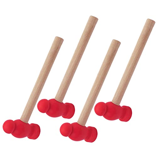 RORPOIR 4 Stück Kleiner Holzhammer pädagogisches Babyspielzeug -Hammer-Spielzeug Kinder Hammer kinderhammer Minispielzeug für Kinder Hämmer Mallet-Spielzeug Kleinkindspielzeug hölzern von RORPOIR