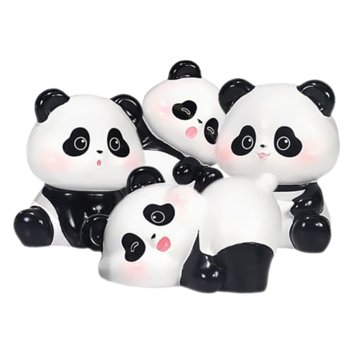 RORPOIR 4 Stück Panda Handgefertigte Verzierung Süßes Stationäres Miniatur-tierfiguren Panda-geburtstagsdekoration Garten-Panda-skulptur Panda-miniaturfiguren Roter Panda Harz von RORPOIR