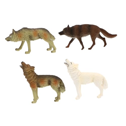 RORPOIR 4 Stück Simulation Grauer Wolf Waldtierfiguren pädagogisches Spielzeug Wolfsmodell Kidcraft-Spielset kinderspielzeug Spielzeug für Kinder Plastikmodell Modelle Spielzeug PVC von RORPOIR