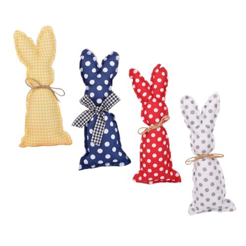 RORPOIR 4Pcs Stoff Kaninchen Ornamente Hasenfiguren Bunny Hasen plüschtiere plüschhase 0stergeschenke frühlingsdeko Osterhasenpuppe Hasenornament aus ausgestopftem Stoff Baumwolle von RORPOIR