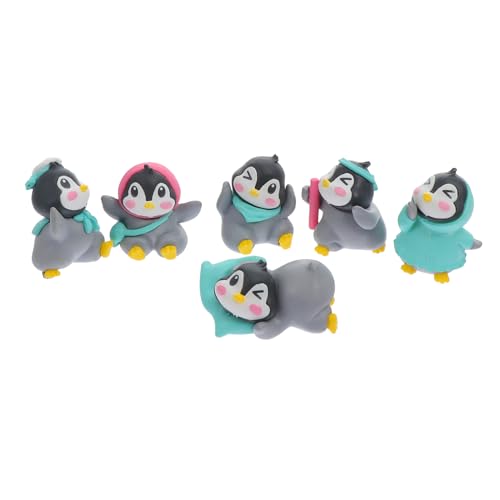 RORPOIR 6st Pinguinpuppendekoration Arktische Tierfigur Pinguin-Charaktere Kleine Pinguinfiguren Tiere Süße Pinguinfigur Mini-Cartoon-Pinguin Fotoornament Kleinkindspielzeug Moosdekor PVC von RORPOIR