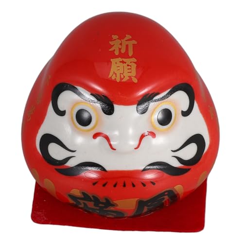 RORPOIR Daruma Puppe Aus Keramik Japanische Daruma Figur Für Zuhause Traditionelle Japanische Glückskatze Als Ornament Daruma Skulptur Für Büro Und Auto Armaturenbrett von RORPOIR